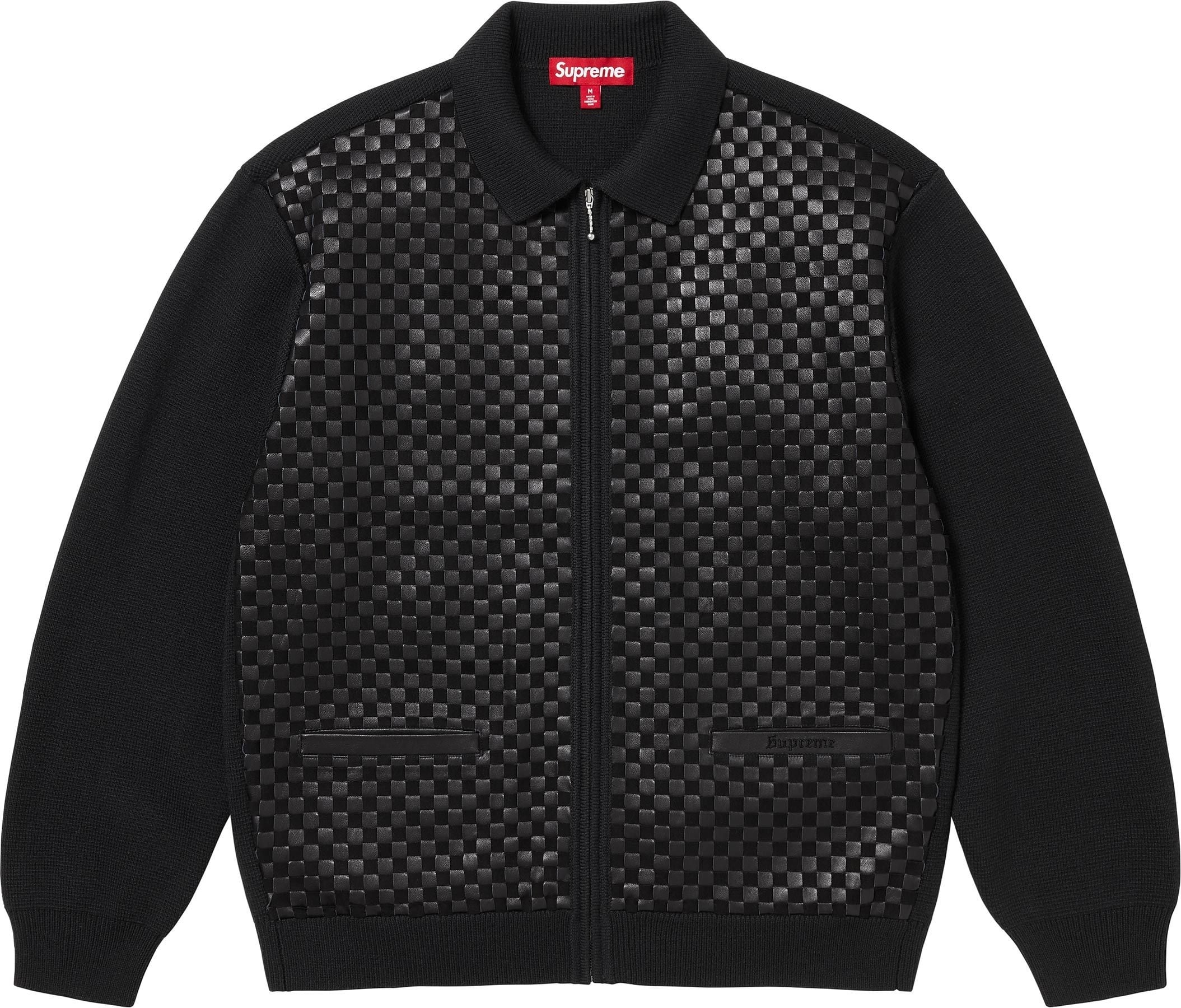 Woven Leather Zip Up Cardigan view 3